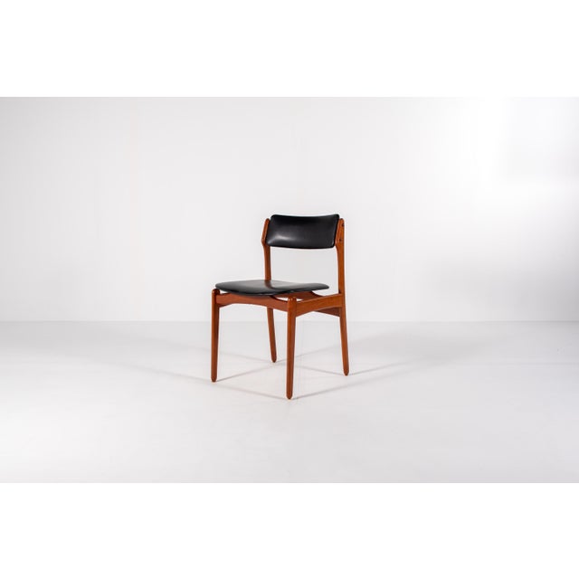 Mid-Century Modern Mid-Century Danish Teak Dining Chairs with Black Skai Seats, 1960s, Set of 4 For Sale - Image 3 of 14
