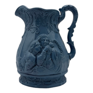 A Very Fine Antique English Victorian Blue Salt Glazed Stoneware Jug, Circa 1850's