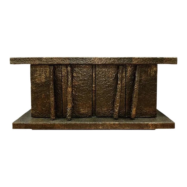 Late 20th Century Brutalist Hand Hammered Metal Clad Credenza For Sale