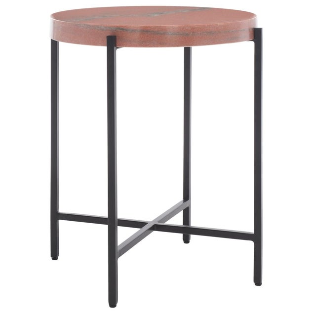 Azula Stone Top Accent Table in Burnt Orange / Black For Sale In Philadelphia - Image 6 of 8