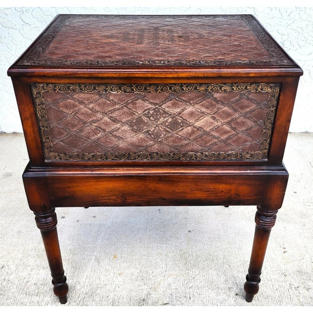 Theodore Alexander Leather Wrapped Side Accent Table For Sale - Image 12 of 17