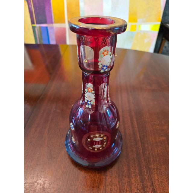 Mid 19th Century Antique Bohemian Glass Moser Jeweled Hookah Bottle For Sale - Image 5 of 6