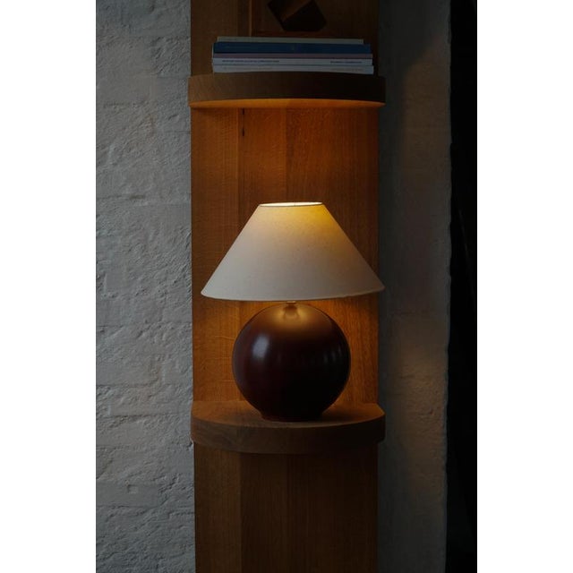 Brown Danish Modern Sculptural Sphere-Shaped Table Lamp in Dark Wood, 1980s For Sale - Image 8 of 12