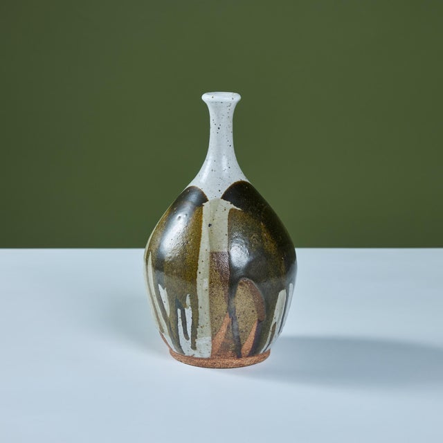 Stoneware Drip Glaze Vase For Sale In Los Angeles - Image 6 of 11