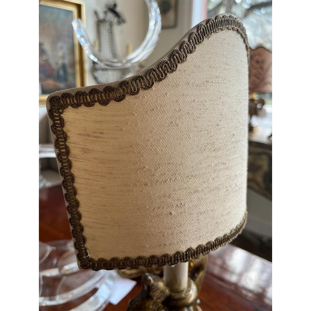 19th Century 19th Century Gold Fragment Lamps With Shades - a Pair For Sale - Image 5 of 7