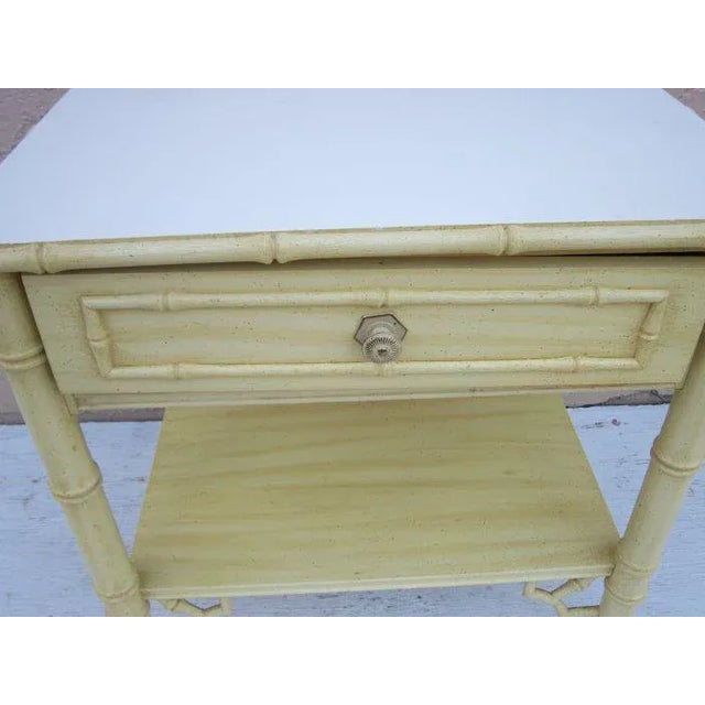 Hollywood Regency Style Allegro One Drawer Yellow Wood Nightstand Faux Bamboo Style: Hollywood Regency Color: Yellow...