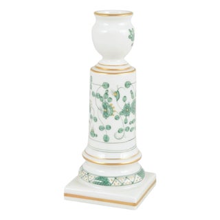 Porcelain Candlestick with Green Indian Pattern Decoration from Meissen For Sale
