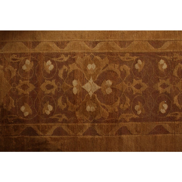 1910s Antique Hand-Knotted Agra Runner Rug Beige Brown All-Over Floral Design For Sale - Image 5 of 6