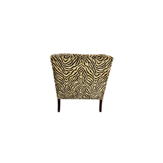 Elegant Sophisticated Vintage French Chairs newly reupholstered with Scalamandre Tiger Fabric. Cabriolet Leg freshly...
