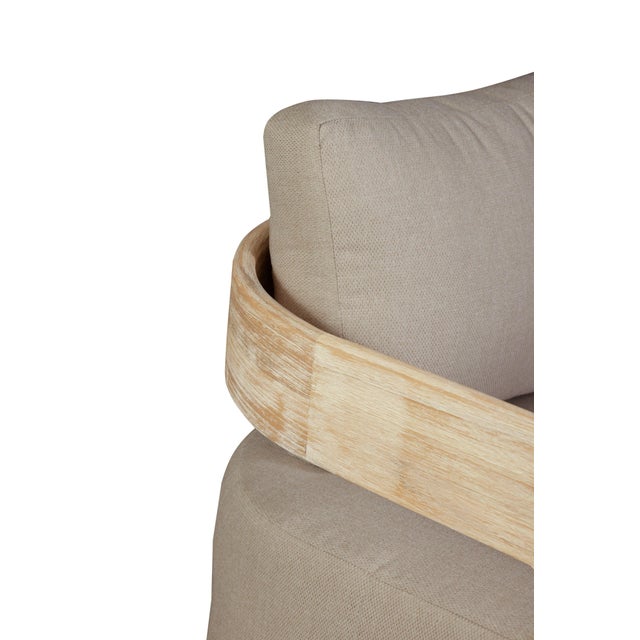 Eclipse Outdoor Solid Teak Wood Sofa Natural Look - Gray Fabric For Sale - Image 4 of 11