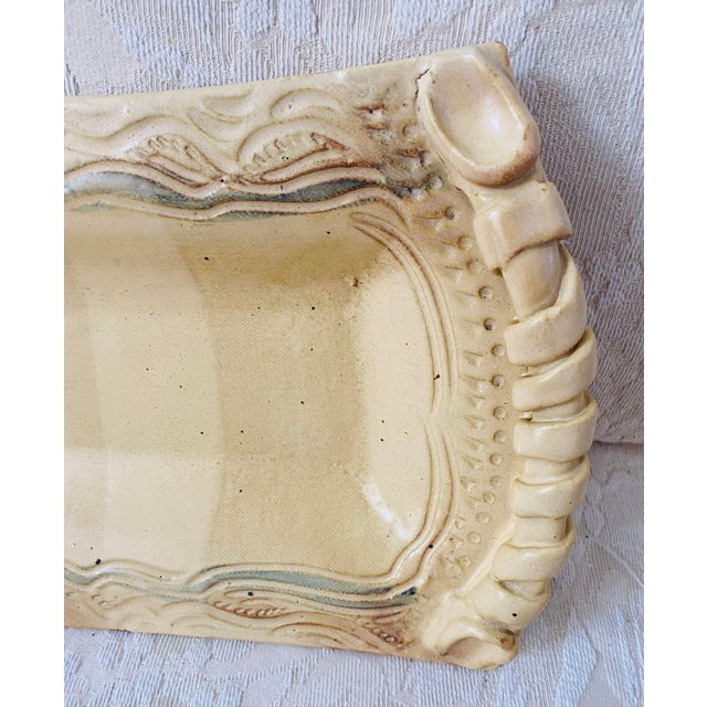 2000s Studio Pottery Signed Williams Footed Bread Platter Twisted Handles For Sale - Image 4 of 11