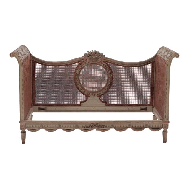 Late 19th Century French Directoire Painted Cane Daybed For Sale