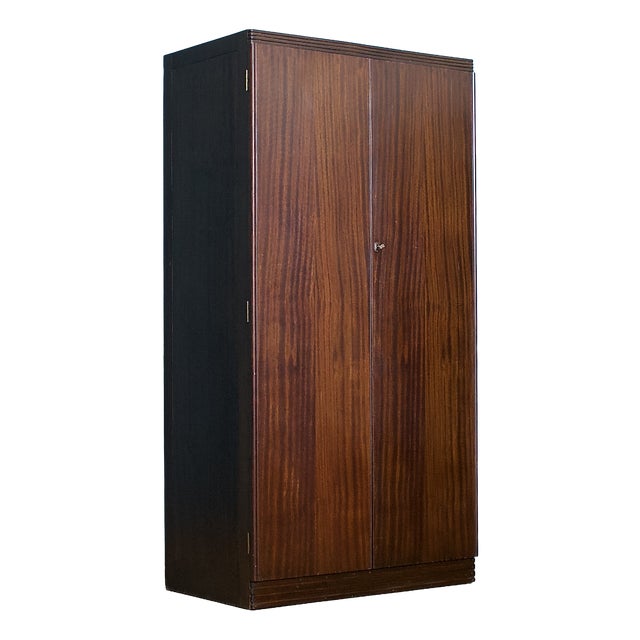 Vintage Art Deco Burr Dark Walnut Compactum Wardrobe, 1950s For Sale