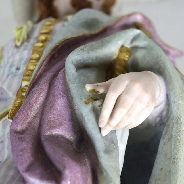 Large 21" French Paul Duboy Bisque Porcelain Polychromed Scholar Figure C1890 For Sale - Image 14 of 15