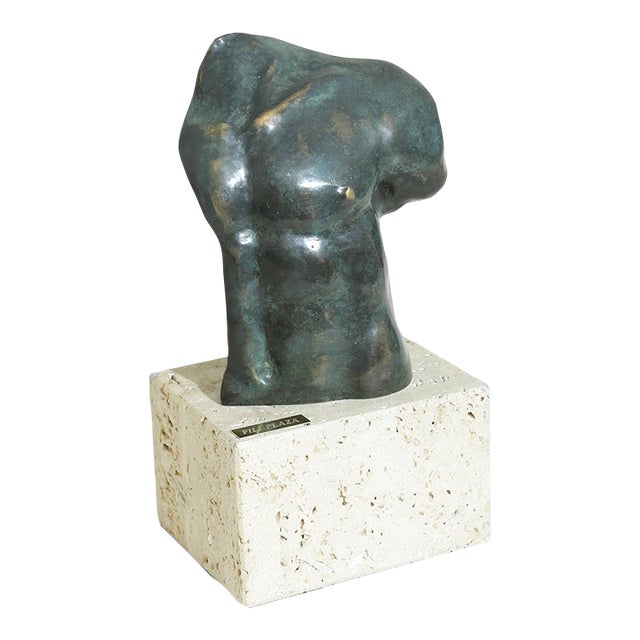 Mid 20th Century Travertine Torso Sculpture For Sale