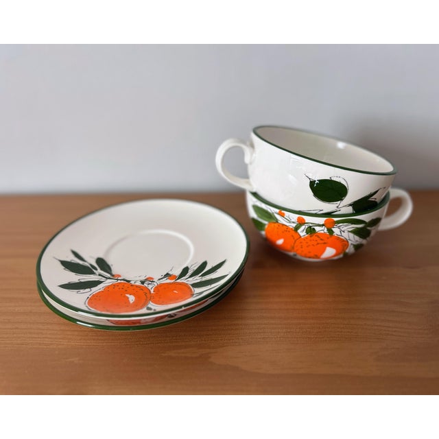 1960s Mid-Century Modern Oversized Citrus Orange Mugs For Sale - Image 12 of 12
