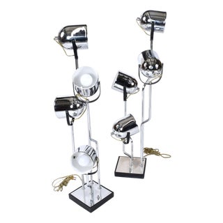 Pair Goffredo Reggiani Sonneman Style Italian Modern Spotlight Table Lamps For Sale