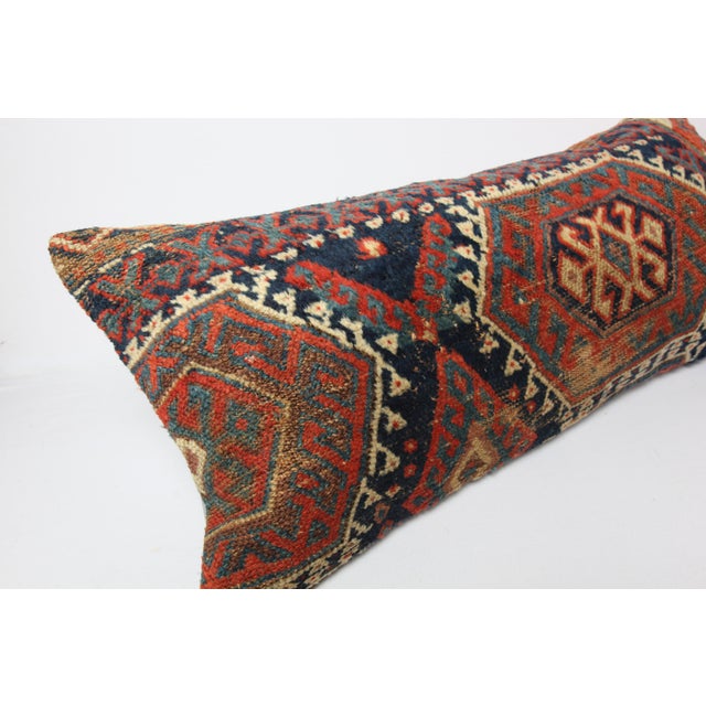 Navy Blue Antique Decorative Kurdish Rug Pillow Cover -16'' X 36'' For Sale - Image 8 of 10