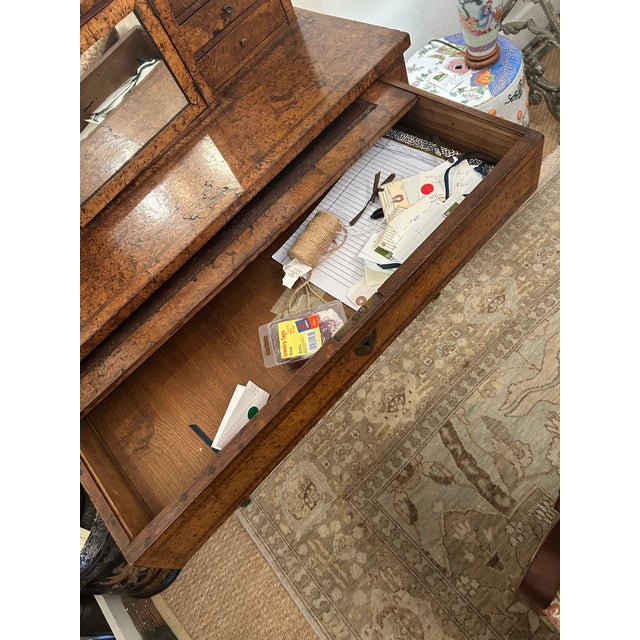 Antique Burl & Marble Dressing Table Desk For Sale - Image 9 of 12