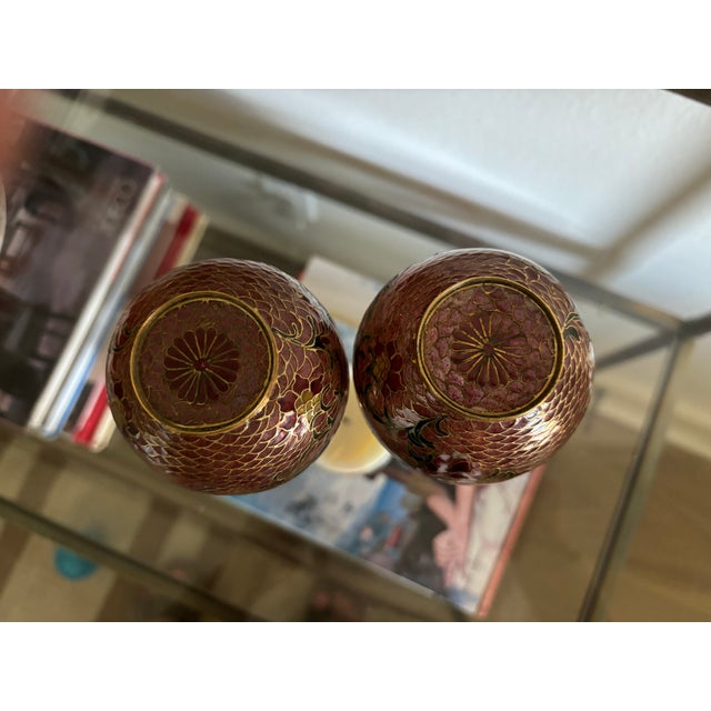 Antique Chinese Plique-à-Jour Enamel Bud Vases - a Pair For Sale In Little Rock - Image 6 of 12