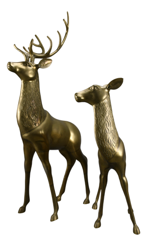 Hollywood Regency Brass Deer attributed to Maison Jansen, 1970s