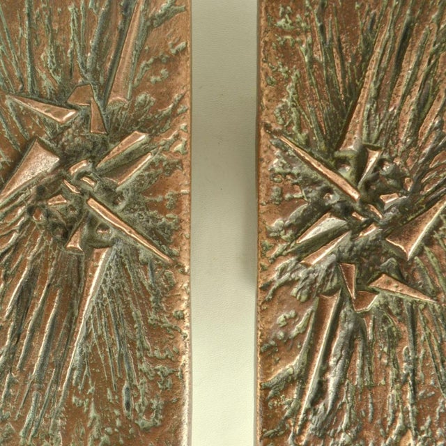 Brutalist Brutalist Bronze Push Pull Door Handles and Letterbox with Dynamic Relief, 1970s, Set of 3 For Sale - Image 3 of 18