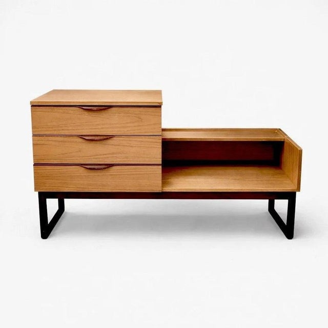 Wood Mid-Century European Teak and Formica Storage Bench with Drawers, 1960s For Sale - Image 7 of 7