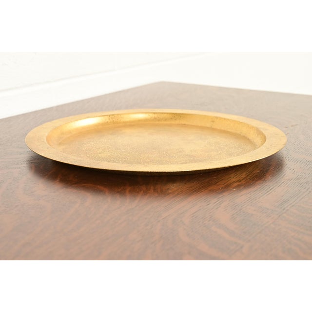 Metal Tiffany Studios New York Bronze Doré Large Charger Plate or Tray For Sale - Image 7 of 11