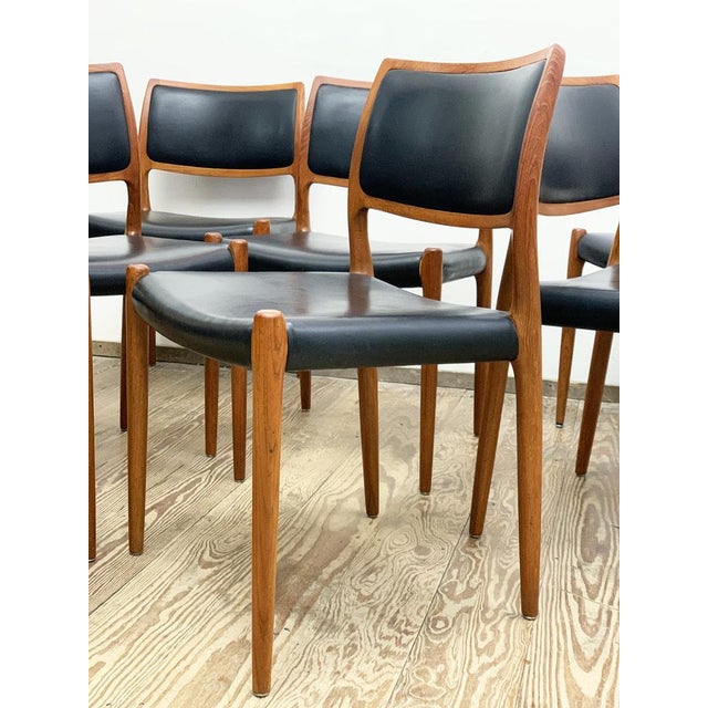 Textile Model 83 Chairs in Teak by Niels O. Møller for J.L. Møllers, 1950s, Set of 8 For Sale - Image 7 of 16