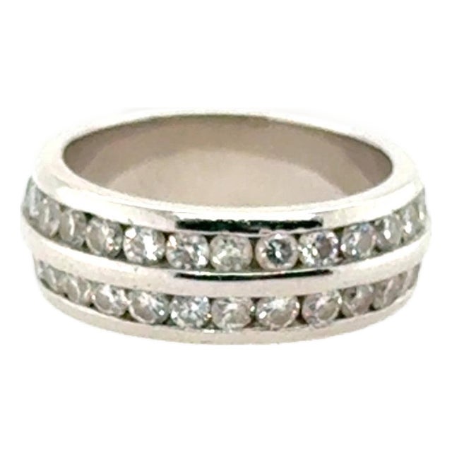Late 20th Century Platinum 2 Row Eternity Band, Size 6.5 For Sale