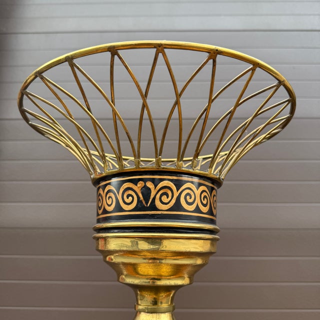 2000s Maitland Smith Hollywood Regency Marble, Black Lacquer, & Brass Planter For Sale - Image 13 of 17