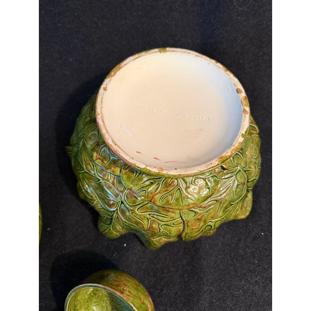 Ceramic Cabbage Covered Serving Dish Vintage Holland With Ladle For Sale - Image 6 of 7