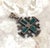 1960s Sterling Silver 925 Jerusalem Cross Pendant W/ Turquoise Inlay For Sale - Image 5 of 6