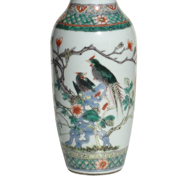 Early 19th Century Famille Verte Qing Dinasty Chinese Art Porcelain Vase, 1800s For Sale - Image 5 of 9