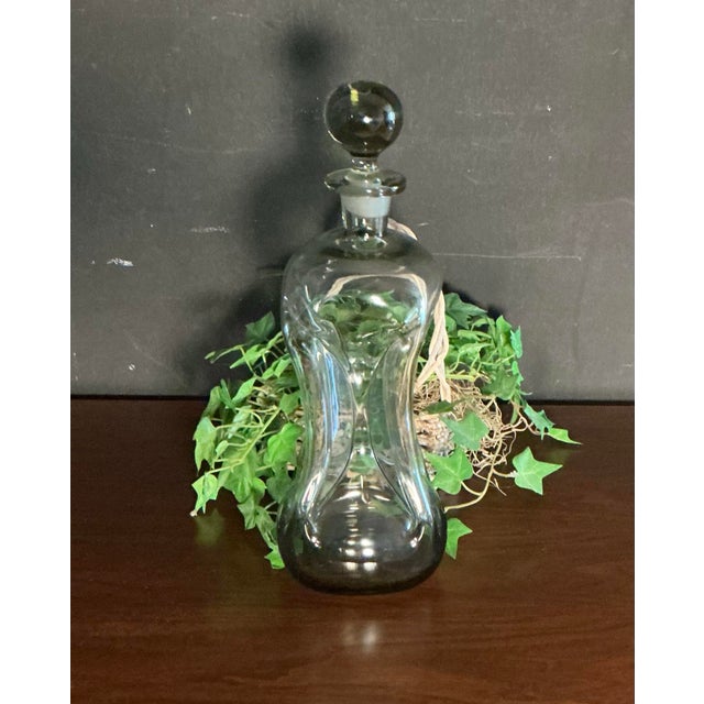 Holmegaard "Kluk Kluk " Decanter Smoked Gray Glass Jacob Bang, Denmark 1960s For Sale - Image 11 of 12