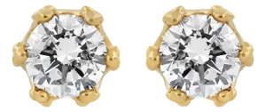 14K Yellow Gold 2.0 Cttw Round Diamond Crown Stud Earrings