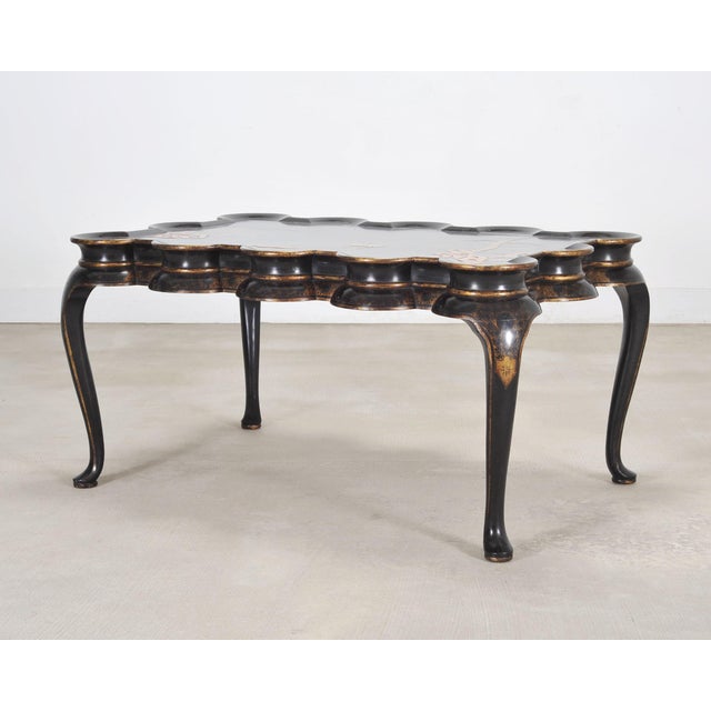Chinoiserie Rose Tarlow Scalloped Coffee Table Chinoiserie Lacquered For Sale - Image 3 of 18