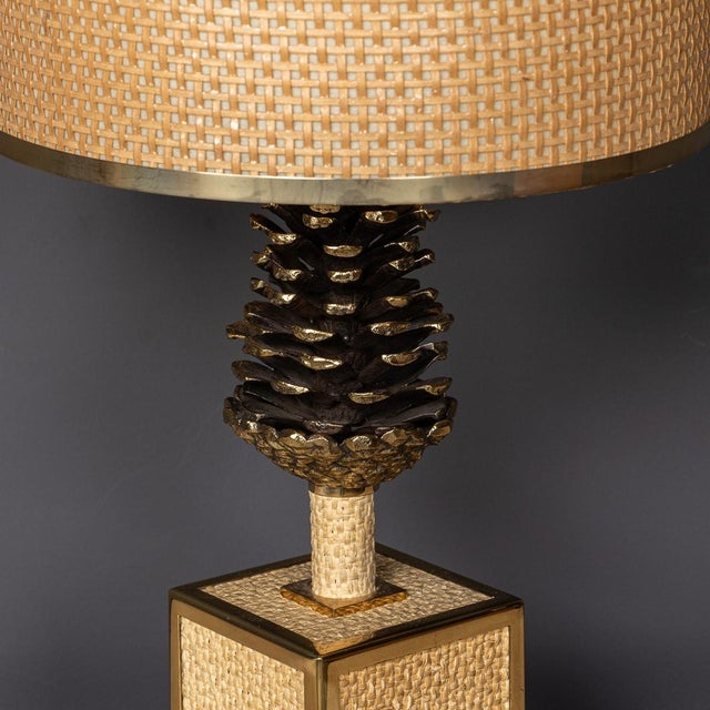 Vintage 20th Century Italian Bergere Lamp with Pine Cone Detailing, 1970s For Sale - Image 10 of 18