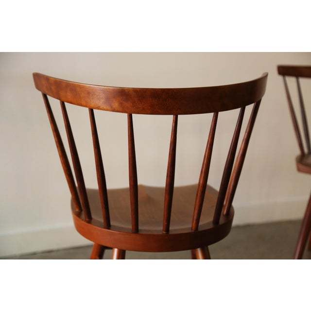 George Nakashima 1960s Set of 6 George Nakashima Studio Style Straight Back Chairs Solid Cherry For Sale - Image 4 of 12