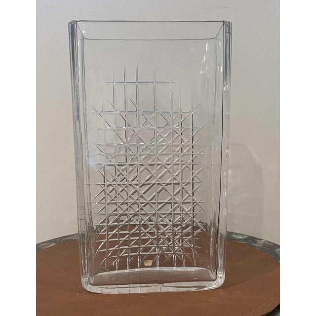 Glass Mid-Century Orrefors Crystal Vase by Ingeborg Lundin For Sale - Image 7 of 7