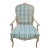 Vintage Large Faux Bois Modern Plaid Green Blue Side Accent Chair For Sale
