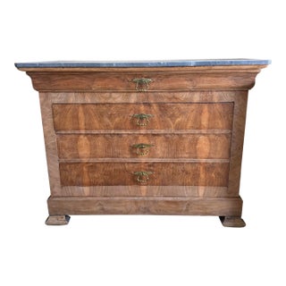 19th Century French Louis Philippe Bleached Marble Top Chest of Drawer / Commode For Sale