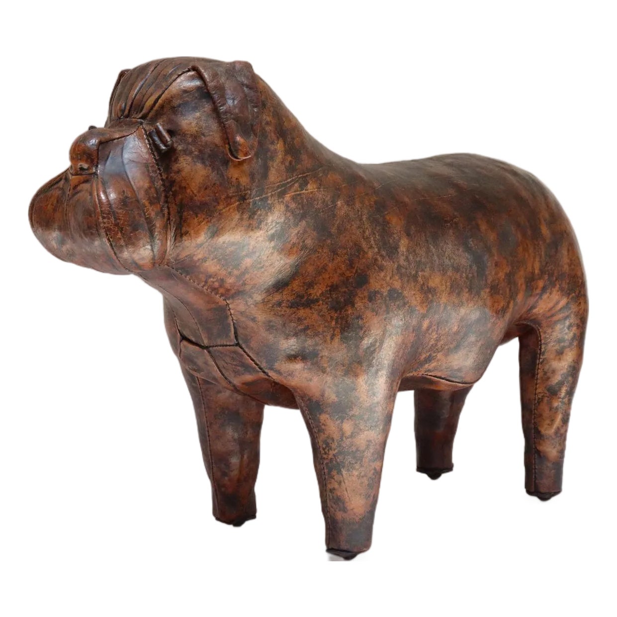 Vintage Leather Bulldog Footstool by Dimitri Omersa for