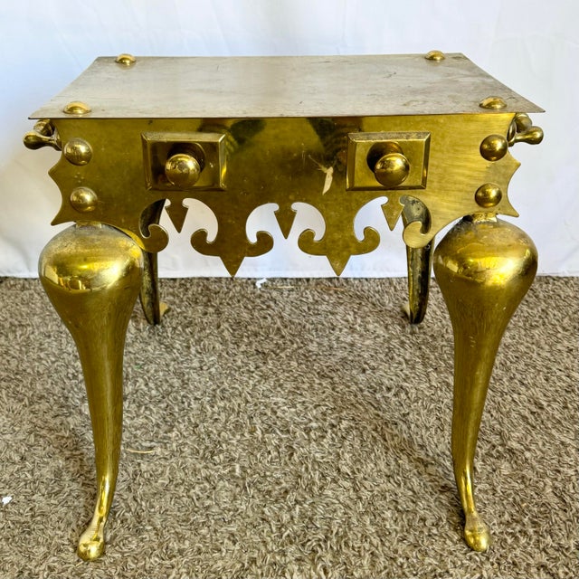 Antique Brass Fire Place Kettle Trivet/Side Table For Sale - Image 4 of 8
