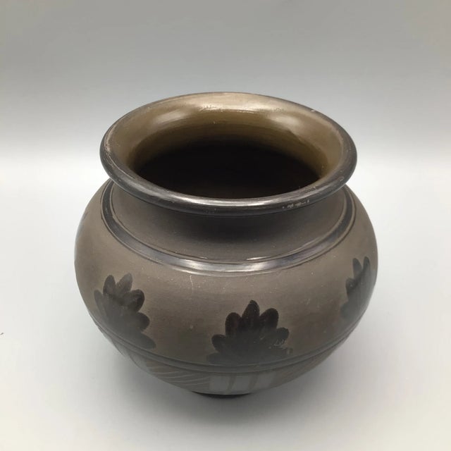 Kovats Studio Art Hungarian Black Pottery Squat Vase Signed For Sale - Image 4 of 12