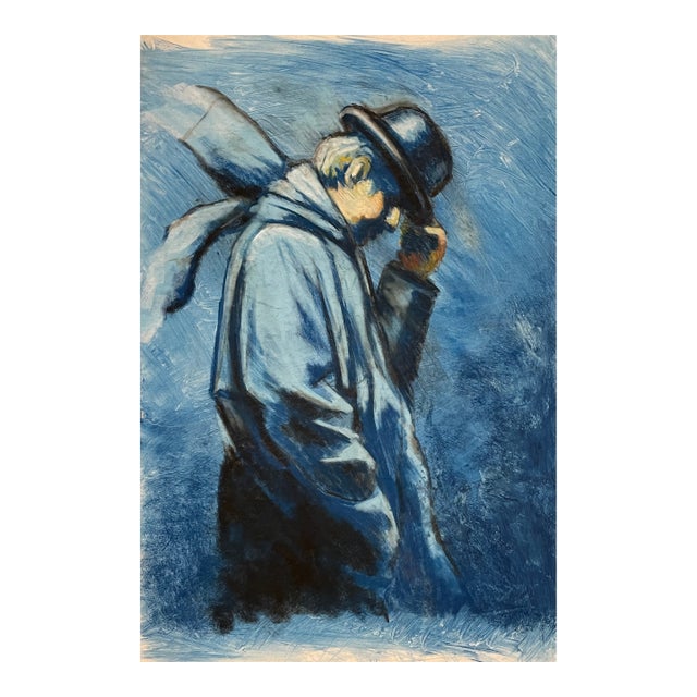 1990s Man in a Storm Pastel For Sale