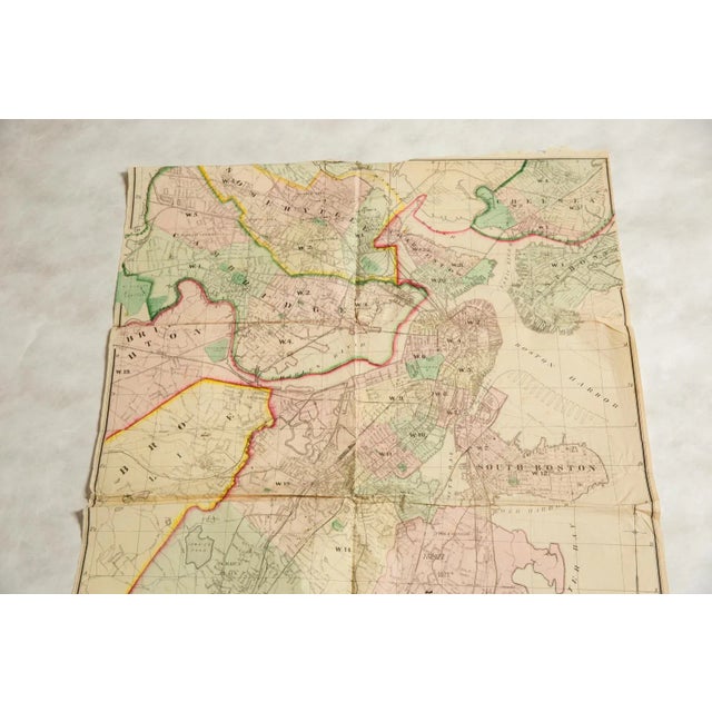 Shabby Chic Antique Folding Map of City of Boston and Its Environs 1874 For Sale - Image 3 of 11