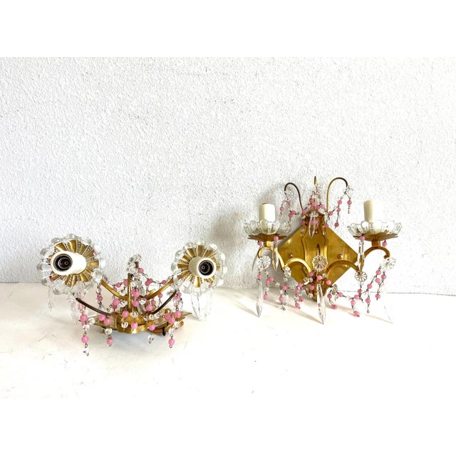 Midcentury French Crystal Sconces - a Pair For Sale - Image 12 of 14
