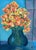 Traditional Floral Still Life Original Oil Painting in Silvered Aqua Frame For Sale - Image 3 of 7