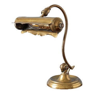 French Brass Bankers Desk Lamp, 1920s For Sale